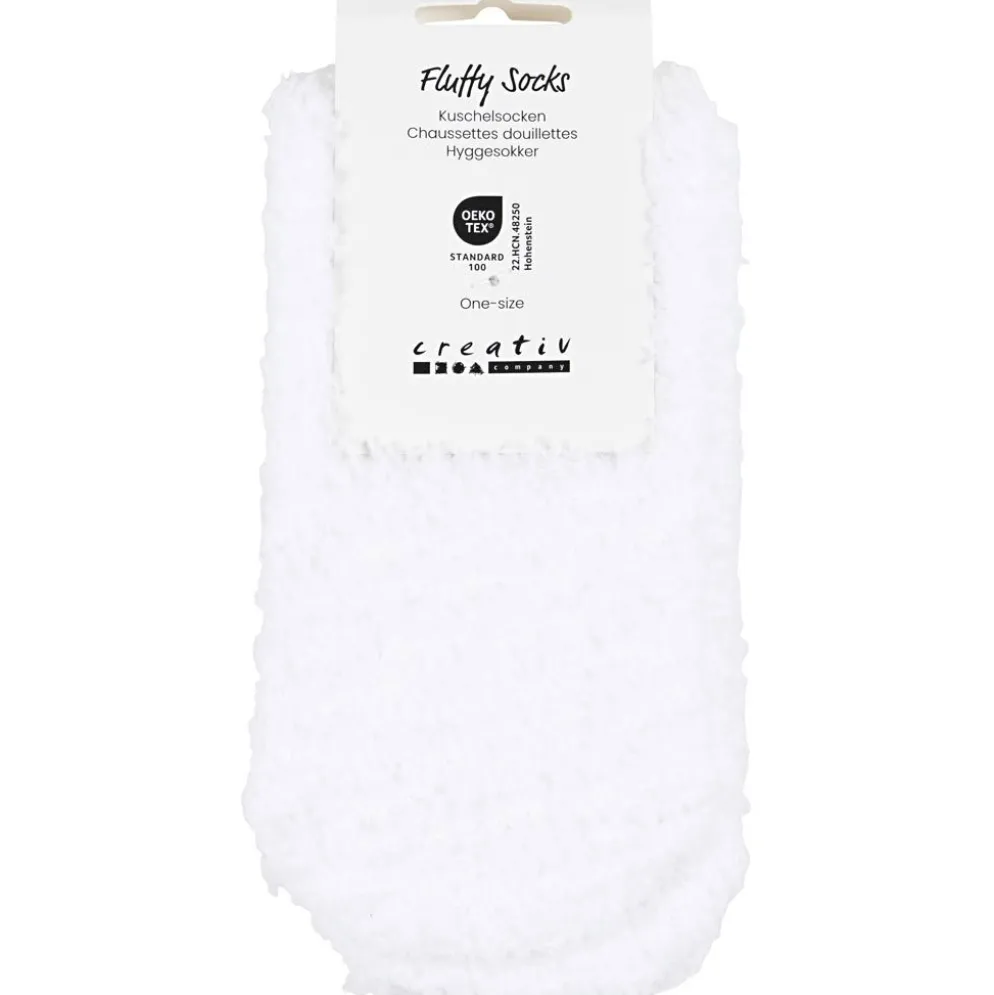 Fluffiga strumpor, stl. One-size, vit, 1 par