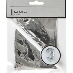 Folieballong, 3, H: 41 cm, silver, 1 st.