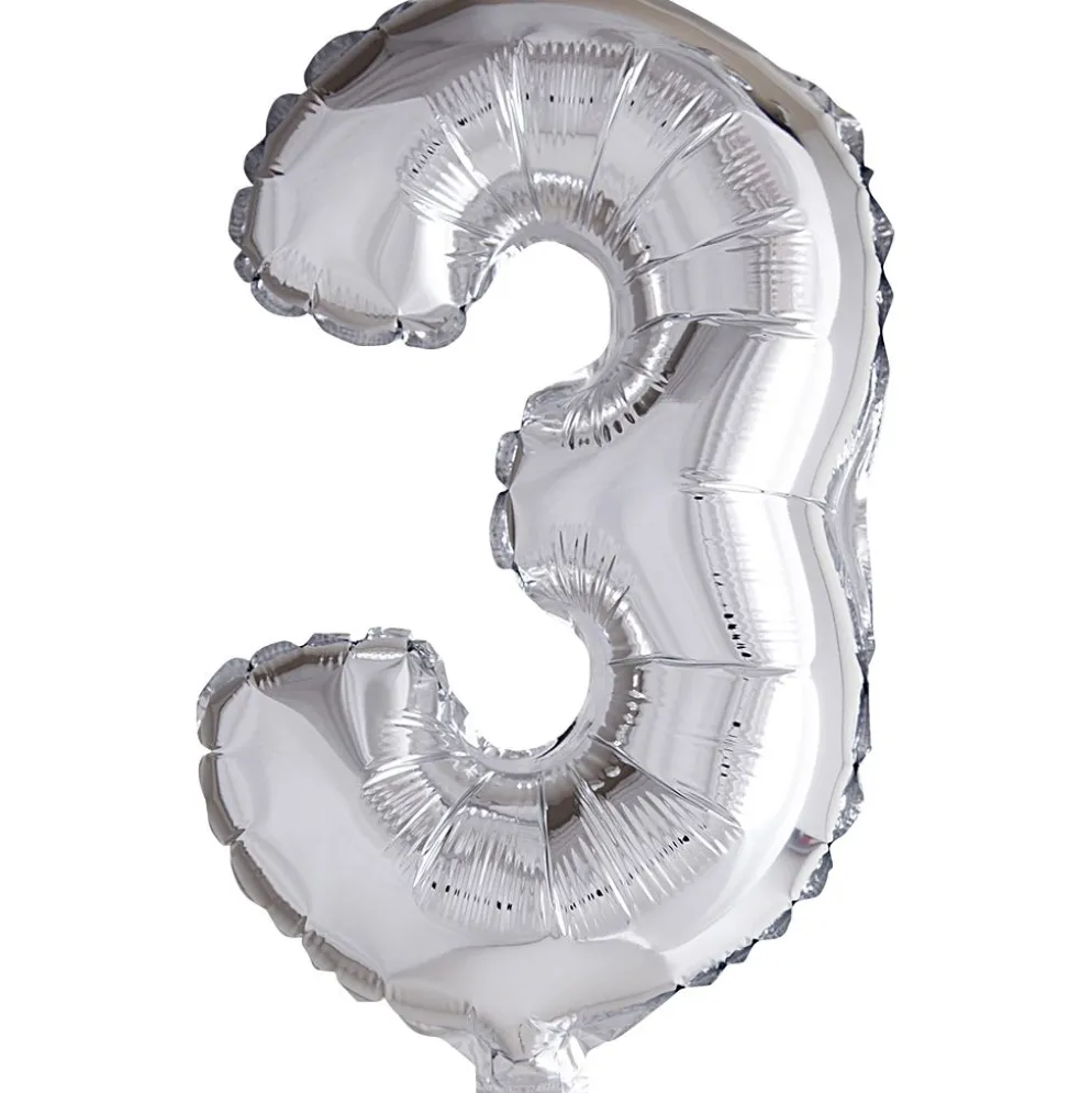 Folieballong, 3, H: 41 cm, silver, 1 st.
