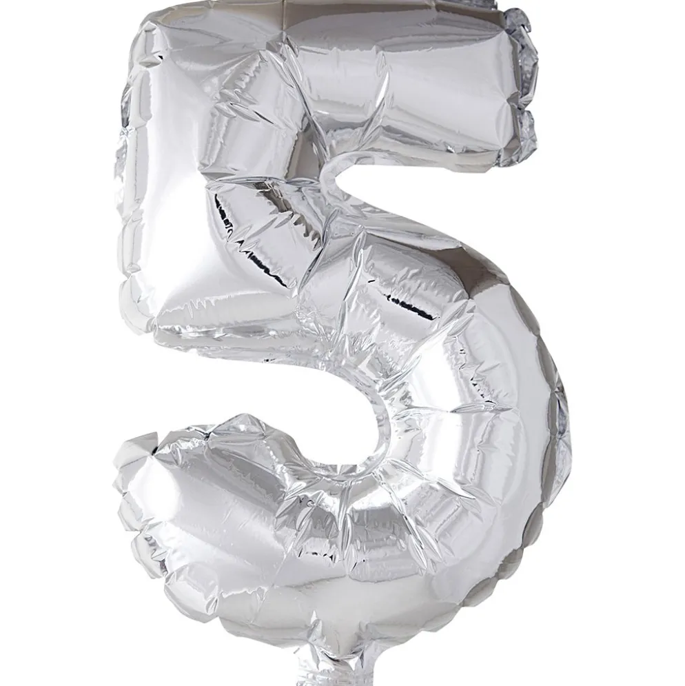 Folieballong, 5, H: 41 cm, silver, 1 st.