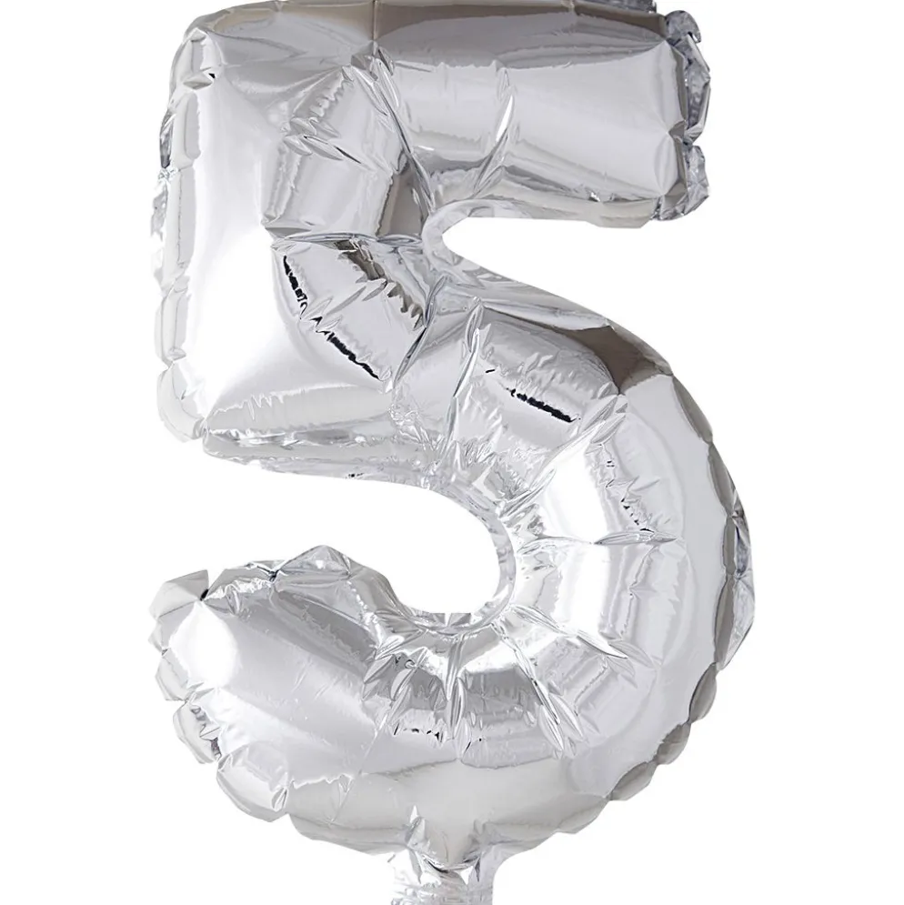 Folieballong, 5, H: 41 cm, silver, 1 st.