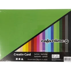 Färgad kartong, A4, ark 210x297 mm, 180 g, mixade färger, 30 mix. ark/ 1 förp.
