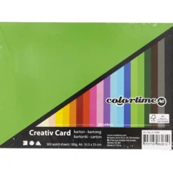 Färgad kartong, A6, ark 105x148 mm, 180 g, mixade färger, 120 mix. ark/ 1 förp.
