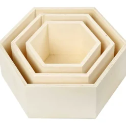 Förvaringslådor, sexkantiga, H: 14,8+19+24,2 cm, D: 10 cm, 3 st./ 1 set