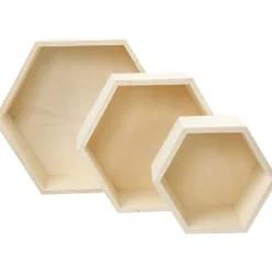 Förvaringslådor, sexkantiga, H: 14,8+19+24,2 cm, D: 10 cm, 3 st./ 1 set