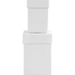 Fyrkantiga askar, H: 7+9 cm, stl. 4,5+6 cm, vit, 2 st./ 1 set