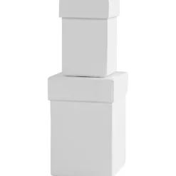 Fyrkantiga askar, H: 7+9 cm, stl. 4,5+6 cm, vit, 2 st./ 1 set
