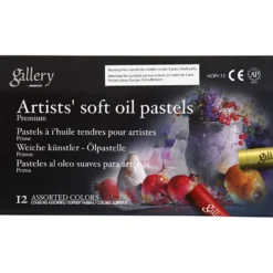 Gallery Oljepastellkritor Premium, L: 7 cm, tjocklek 10 mm, mixade färger, 12 st./ 1 förp.