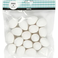 Ägg, H: 4 cm, Dia. 2,5 cm, vit, 18 st./ 1 förp.