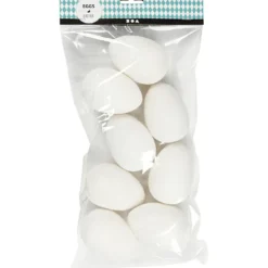 Ägg, H: 8 cm, Dia. 5,5 cm, vit, 8 st./ 1 förp.