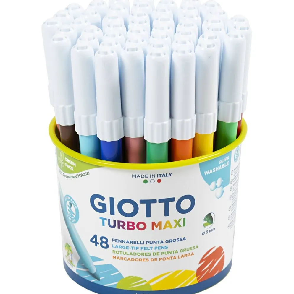 GIOTTO-tuschpennor, spets 5 mm, mixade färger, 48 st./ 1 hink