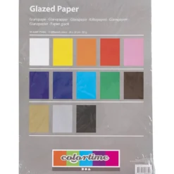 Glanspapper, ark 24x32 cm, 80 g, mixade färger, 50 ark/ 1 förp.