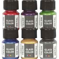 Glasfärg metall, mixade färger, 6x30 ml/ 1 förp.