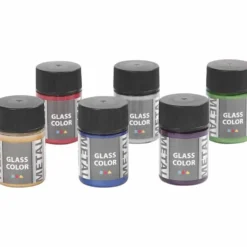 Glasfärg metall, mixade färger, 6x30 ml/ 1 förp.