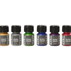 Glasfärg metall, mixade färger, 6x30 ml/ 1 förp.