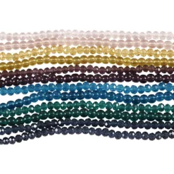 Glas- och facettpärlor, Dia. 4 mm, Hålstl. 1 mm, 12x45 st./ 1 förp.