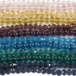 Glas- och facettpärlor, Dia. 4 mm, Hålstl. 1 mm, 12x45 st./ 1 förp.