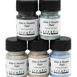 Glas- och porslinsfärg, halvblank, täckande, naturliga färger, 5x30 ml/ 1 förp.