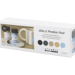 Glas- och porslinsfärg, halvblank, täckande, naturliga färger, 5x30 ml/ 1 förp.