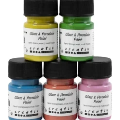 Glas- och porslinsfärg, matt frozen, semi transparent, colorful, 5x30 ml/ 1 förp.