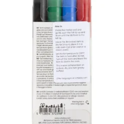 Glas- och porslinstusch, spets 1-2 mm, semi opaque, svart, blå, grön, röd, 4 st./ 1 förp.