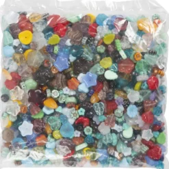 Glaspärlor, blad, blomma, Dia. 6-17 mm, Hålstl. 0,5-1,5 mm, mixade färger, 350 g/ 1 förp.