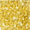 Glaspärlor, Dia. 4 mm, Hålstl. 1 mm, gul, 45 st./ 1 förp.