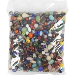 Glaspärlor, stl. 7-18 mm, Hålstl. 1 mm, ca. 600 st., mixade färger, 1000 g/ 1 förp.