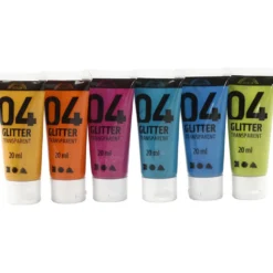 Glitterakrylfärg, mixade färger, 6x20 ml/ 1 förp.