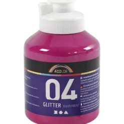 Glitterakrylfärg, rosa, 500 ml/ 1 flaska