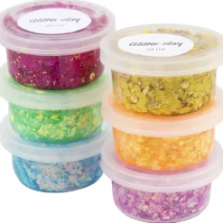 Glitter clay, glada färger, 6x20 g/ 1 förp.