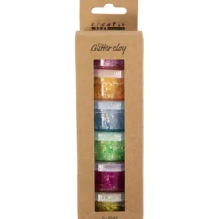 Glitter clay, glada färger, 6x20 g/ 1 förp.