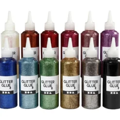 Glitterlim, mixade färger, 12x118 ml/ 1 förp.