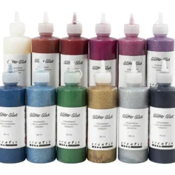 Glitterlim, mixade färger, 12x118 ml/ 1 förp.