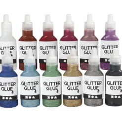 Glitterlim, mixade färger, 12x25 ml/ 1 förp.