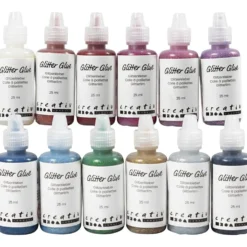 Glitterlim, mixade färger, 12x25 ml/ 1 förp.