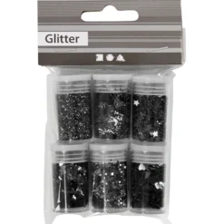 Glitter och Paljetter, svart, 6x5 g/ 1 förp.