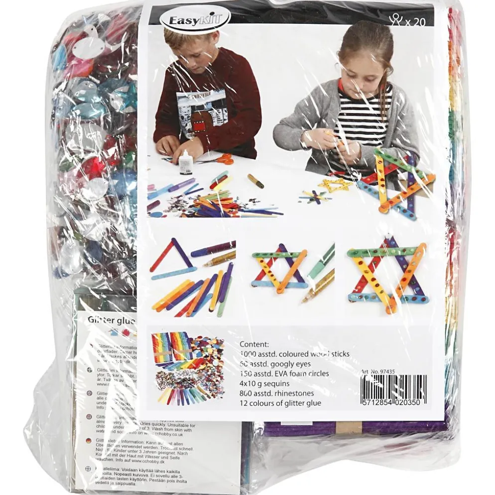 Glitter och träpinnar, mixade färger, 1 set