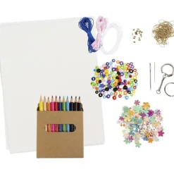 Grupp DIY Kit Krympplastark, Mobil, halsband, armband, nyckelringar, mixade färger, 1 förp.