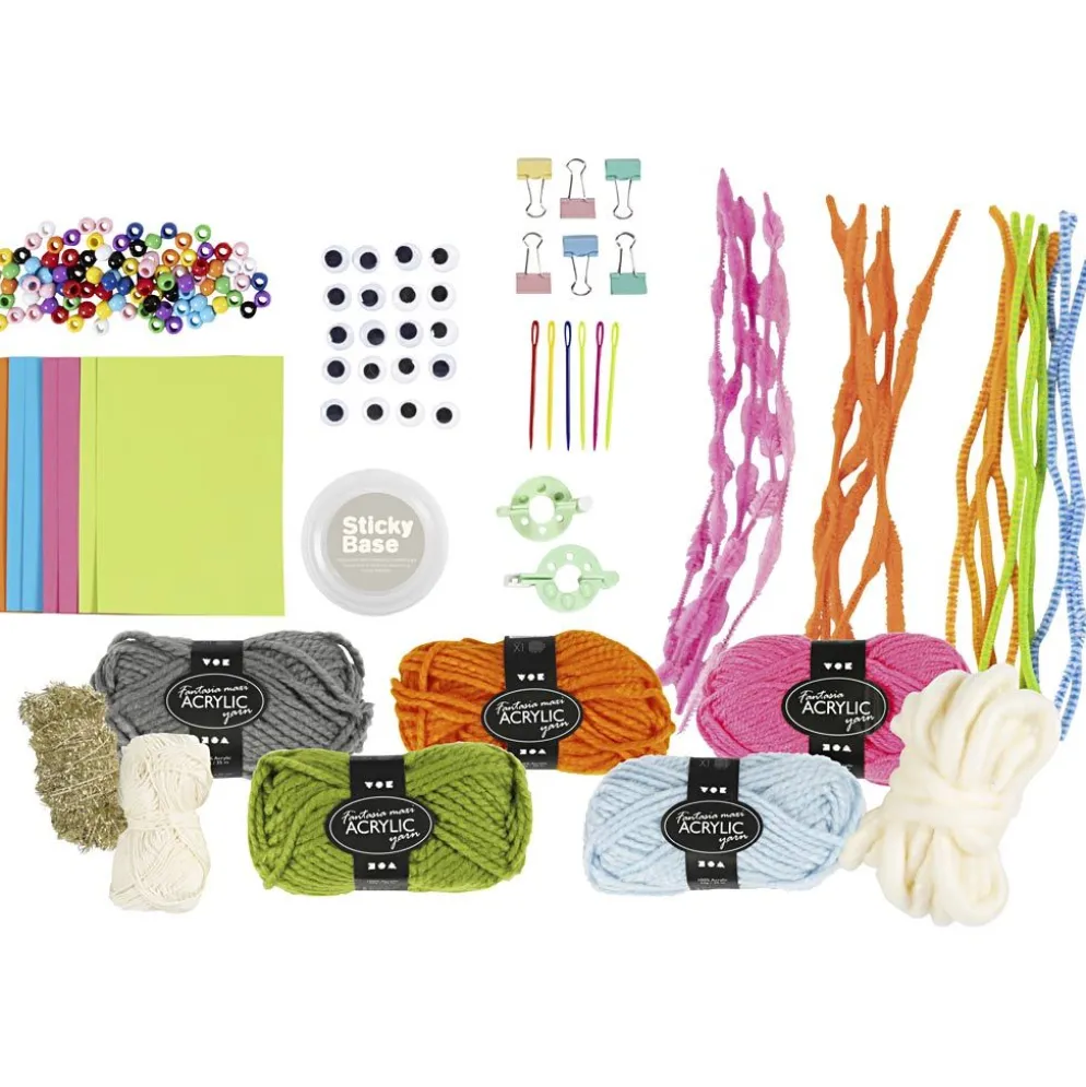 Grupp DIY Kit Vävning, Väggdekorationer, upphängningar, ugglor, mus, mixade färger, 1 förp.