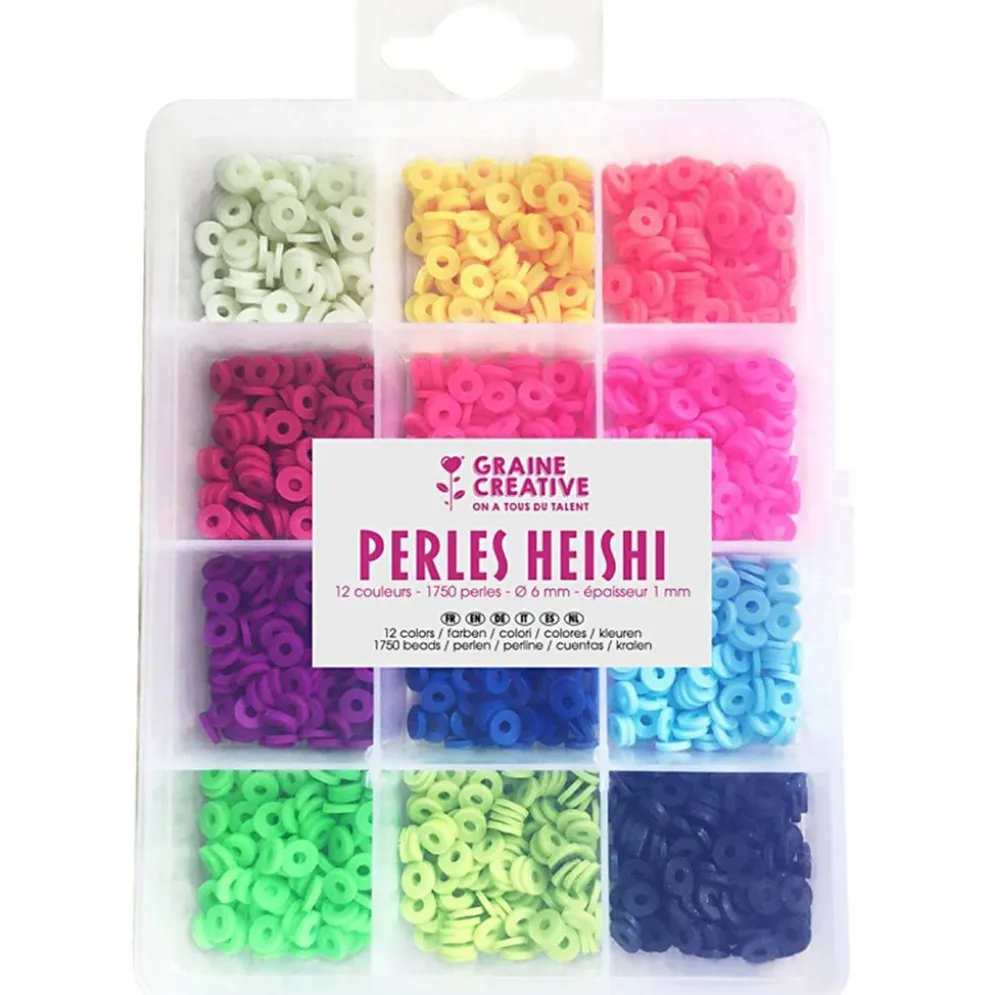 Heishi pärlset, Dia. 6 mm, Hålstl. 1 mm, fluorescerande mixade färger, 1750 st./ 1 förp.