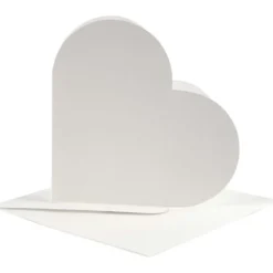 Hjärtkort, kortstl. 12,5x12,5 cm, kuvertstl. 13,5x13,5 cm, råvit, 10 set/ 1 förp.