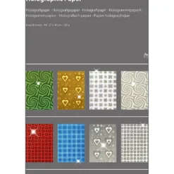 Holografipapper, A4, ark 210x297 mm, 120 g, 8 mix. ark/ 1 förp.