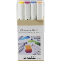 Illustration marker, spets 1+8 mm, standardfärger, 12 st./ 1 förp.