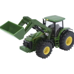 John Deere traktor med frontlastare, H: 11,5 cm, L: 19,5 cm, B: 6,6 cm, grön, 1 st.