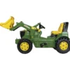 John Deere-traktor med skopa framtill, H: 54 cm, L: 150 cm, B: 75 cm, grön, 1 st.