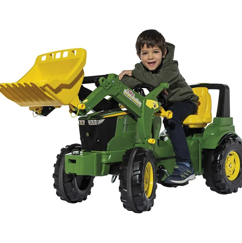 John Deere-traktor med skopa framtill, H: 54 cm, L: 150 cm, B: 75 cm, grön, 1 st.