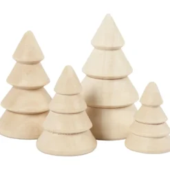 Julgranar, H: 3,3+4,3+5,3+6,3 cm, Dia. 2,3+3+3,2+4 cm, 4 st./ 1 förp.