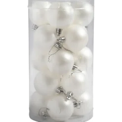 Julgranskulor, Dia. 6 cm, vit, pärlemor, 20 st./ 1 förp.