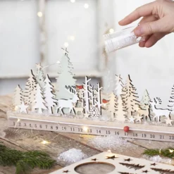 Julkalender, nedräkning, H: 12 cm, L: 40 cm, B: 3,6 cm, 1 st.